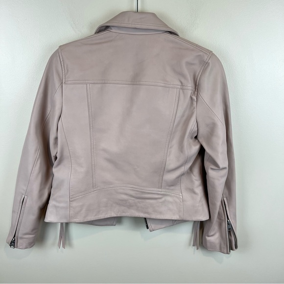 NEW ALLSAINTS Dalby Leather Biker Jacket in Nude Pink, Size 2 US - Picture 7 of 12